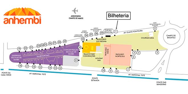 Mapa Bilheteria Anhembi